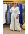 İtalyan Tasarım Rahat Kesim Tulum Beyaz