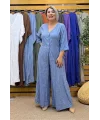 İtalyan Tasarım Rahat Kesim Tulum İndigo