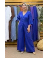 İtalyan Tasarım Rahat Kesim Tulum Saks Mavisi