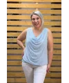 İtalyan Tasarım Şal Yaka Bluz Bebe Mavisi