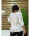 İtalyan Tasarım Sim İşlemeli V Yaka Triko Bluz Beyaz
