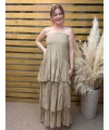 İtalyan Tasarım Straplez Elbise Camel