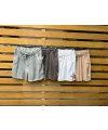 İtalyan Tasarım Yıldızlı Keten Şort Camel