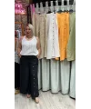 Tasarım Düğme Detaylı Müslin Pantolon