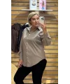 Tasarım Poplin Kumaş Klasik Gömlek Vizon
