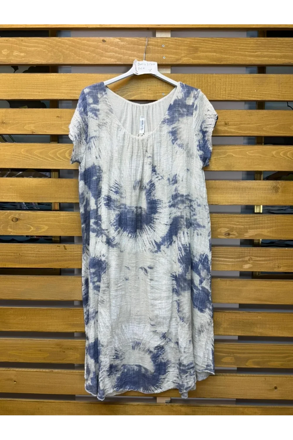 İtalyan Batik Desen Elbise Krem