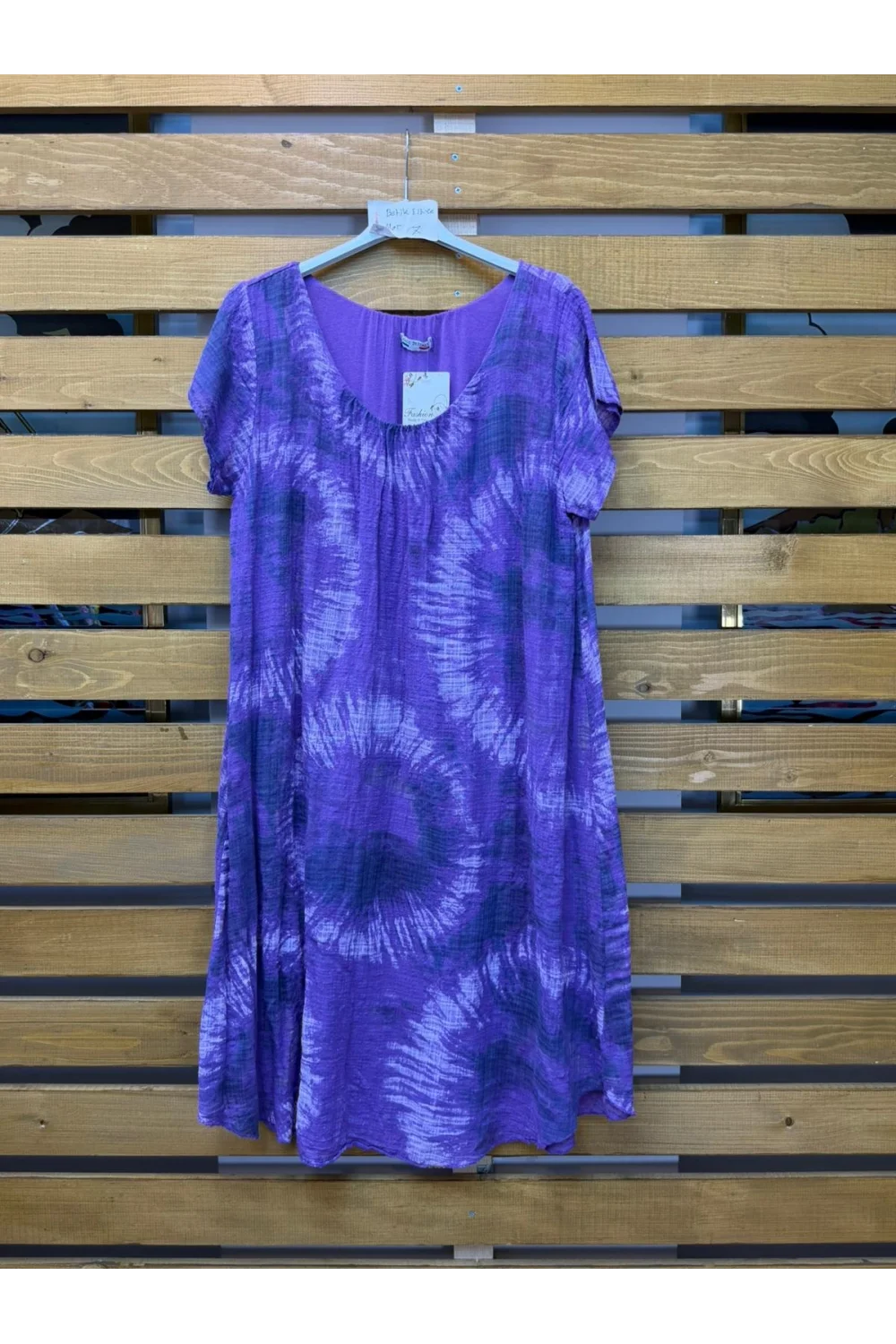 İtalyan Batik Desen Elbise Mor