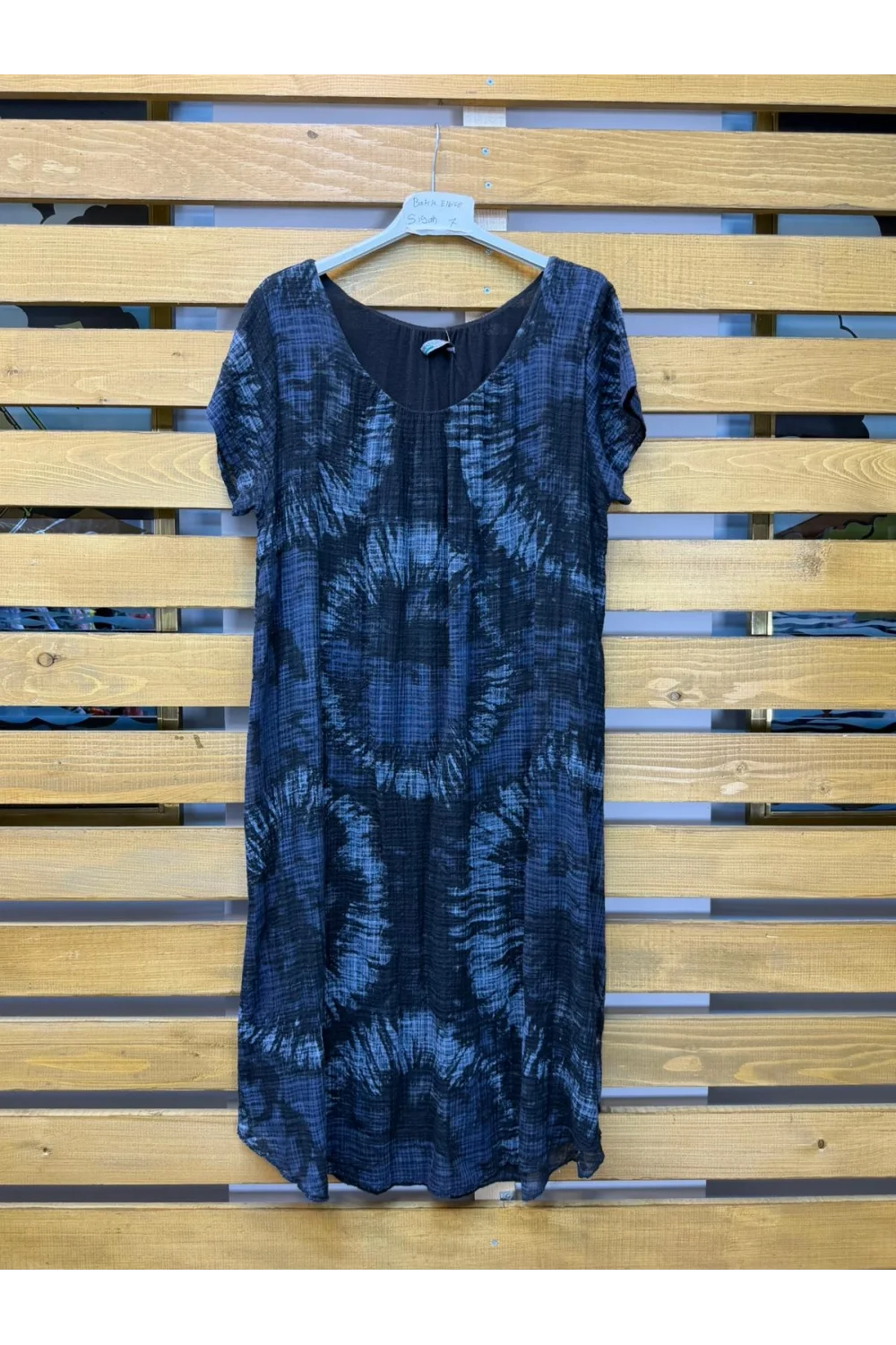 İtalyan Batik Desen Elbise Siyah