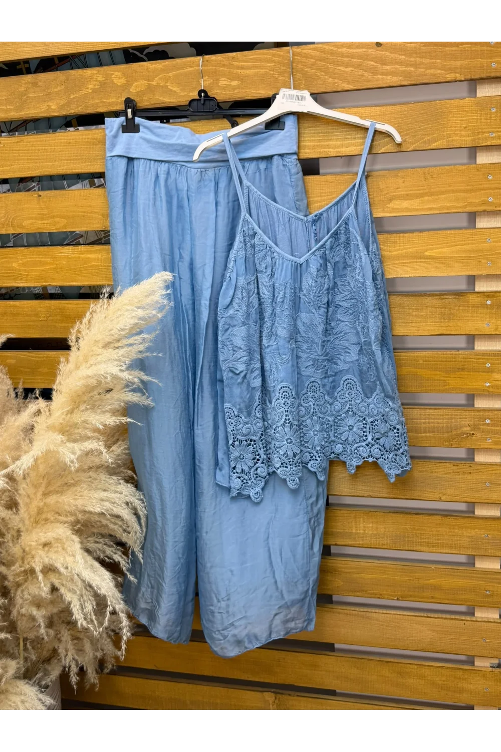 İtalyan Tasarım Beli Lastikli Dökümlü Pantolon İndigo