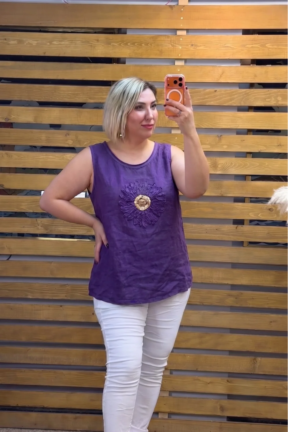 İtalyan Tasarım Çiçek Motifli Bluz Mor