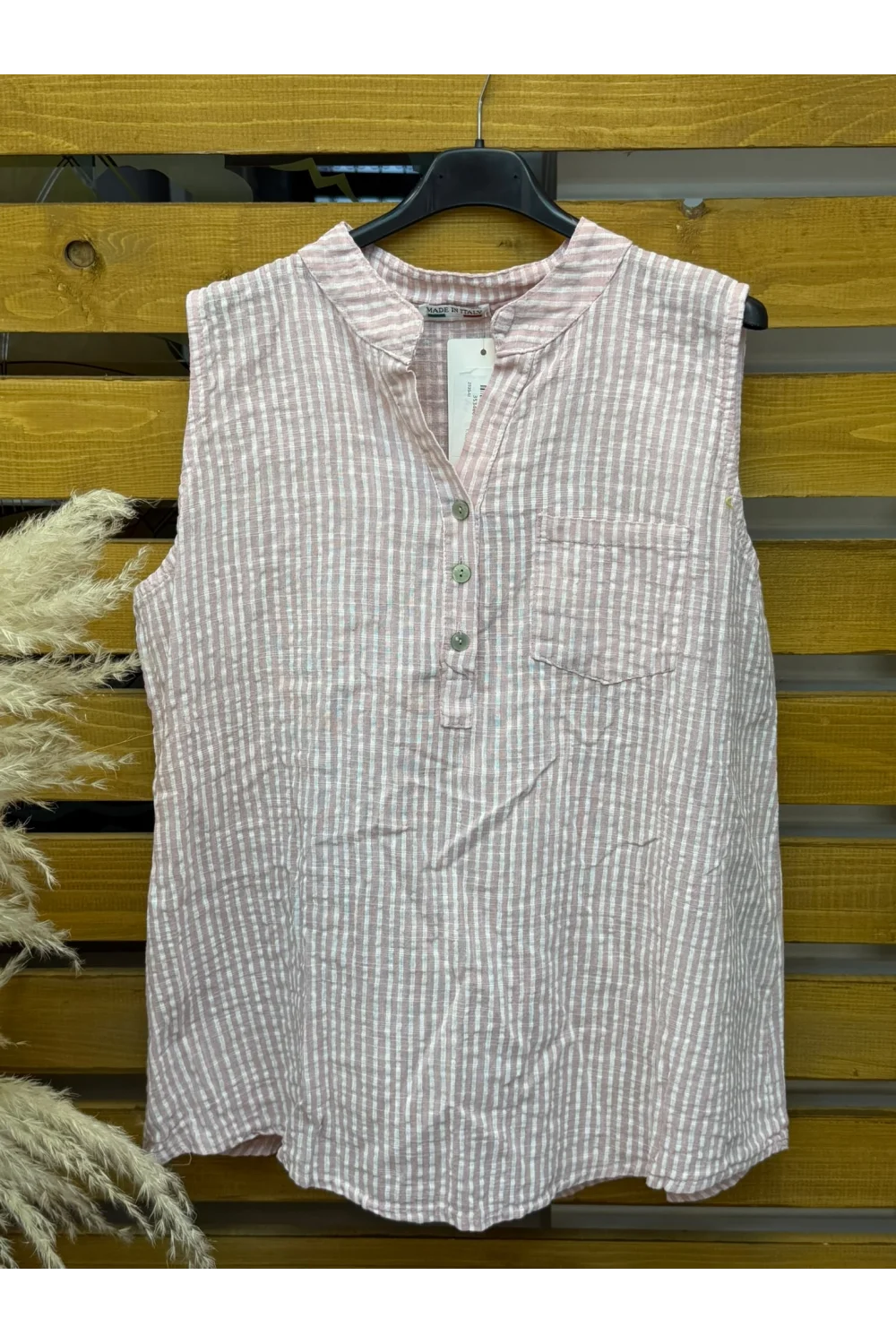 İtalyan Tasarım Çizgili Bluz Pembe