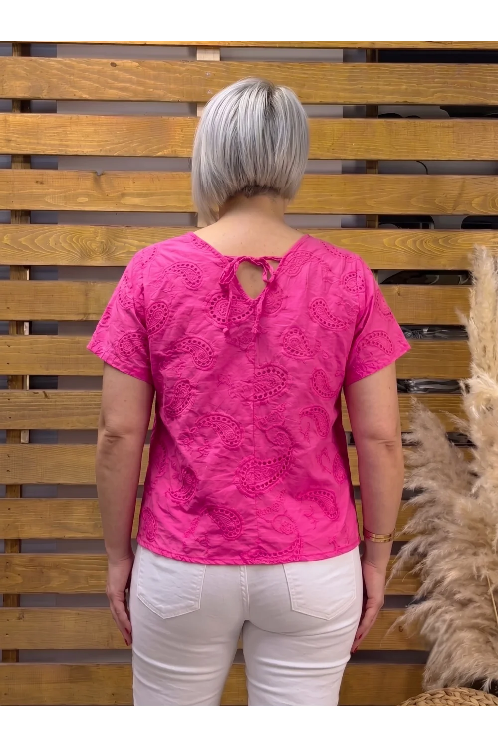 İtalyan Tasarım Fisto Nakışlı Bluz Pembe