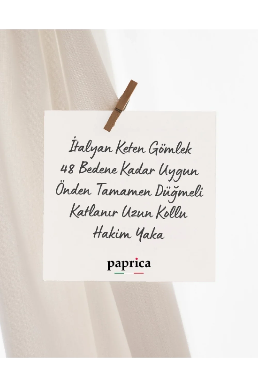 İtalyan Tek Cebi Pullu Tasarım Keten Gömlek Koyu Vizon