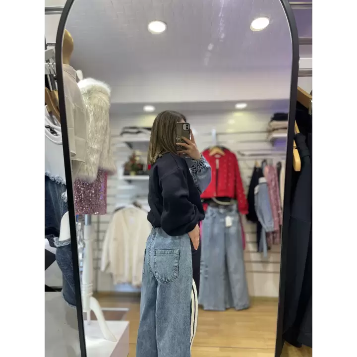 ATE tasarım denim detaylı takım