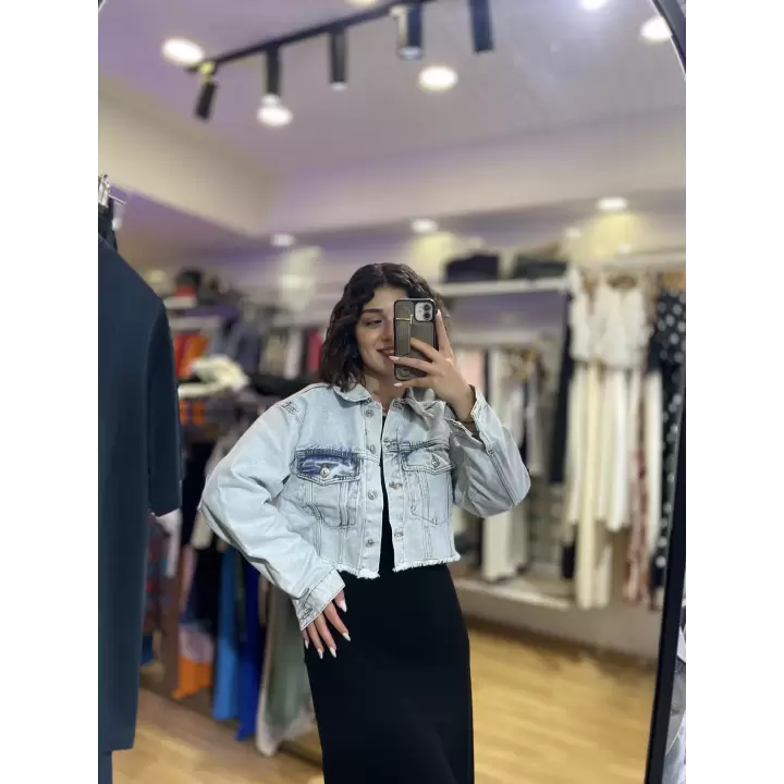 Yeni sezon basic açık mavi denim ceket