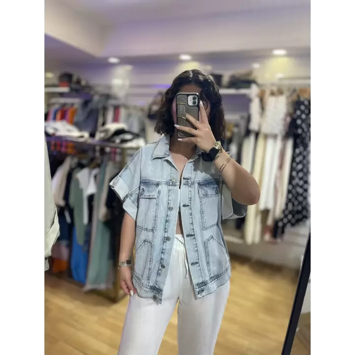 Yeni sezon oversize denim yelek