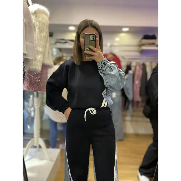 ATE tasarım denim detaylı takım