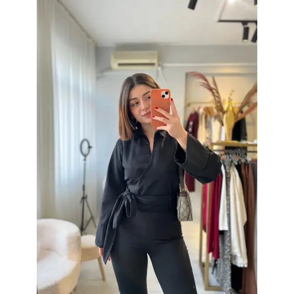 Bağlama detaylı orj marka gömlek