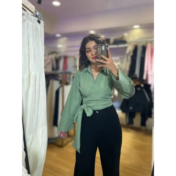 Bağlama detaylı orj marka gömlek