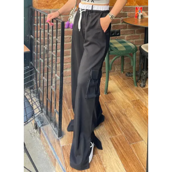 Bel Detaylı Kargo Palazzo Pantolon