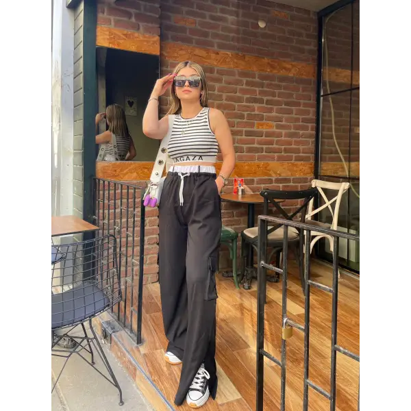 Bel Detaylı Kargo Palazzo Pantolon