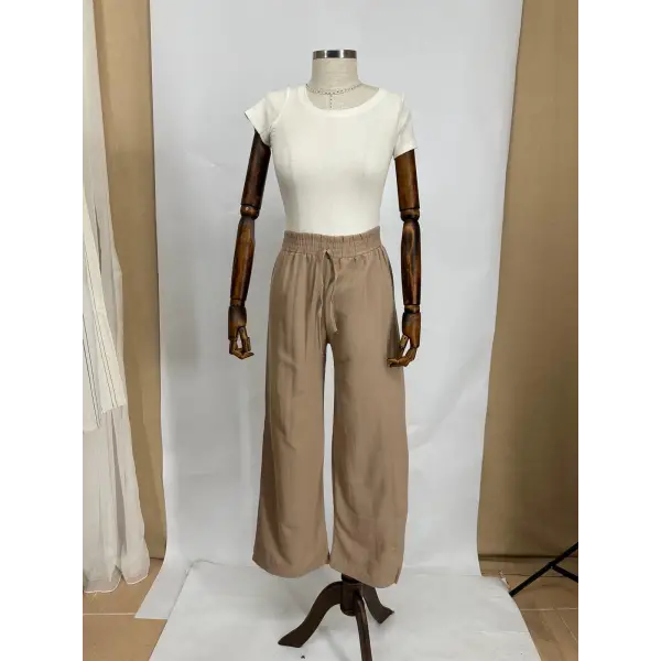 Beli lastikli keten Palazzo pantolon