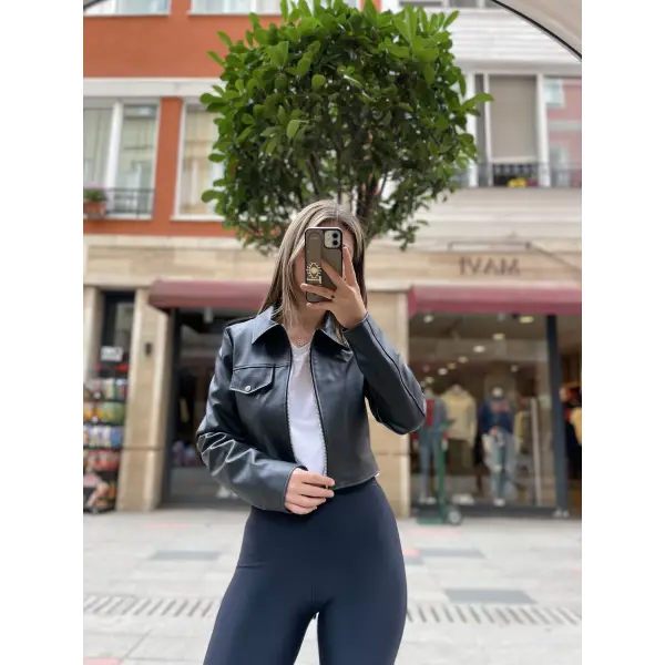 Biker Mat Deri Ceket