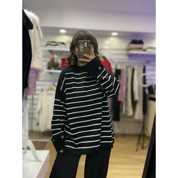 Çizgili BASİC Triko Kazak