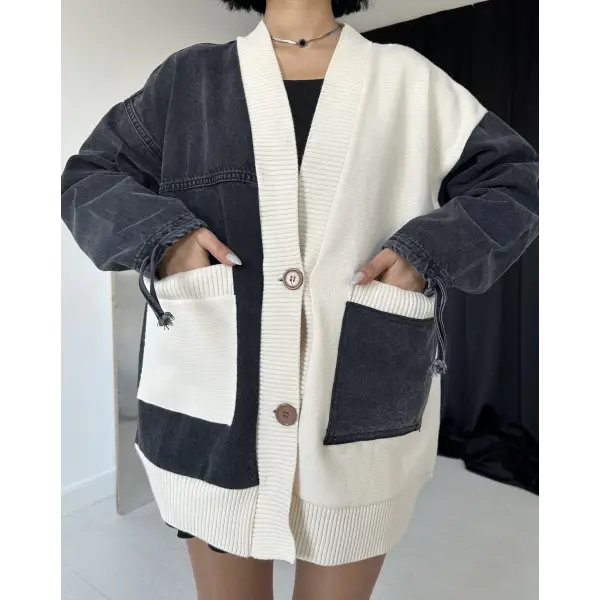 Denim detaylı tasarım ceket&hırka