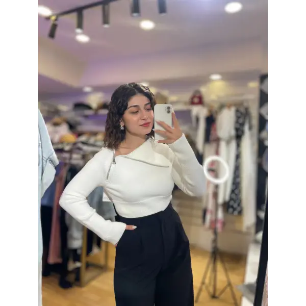 Fermuar detaylı Dilvin triko kazak