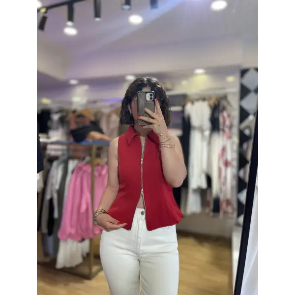 Fermuar detaylı yelek