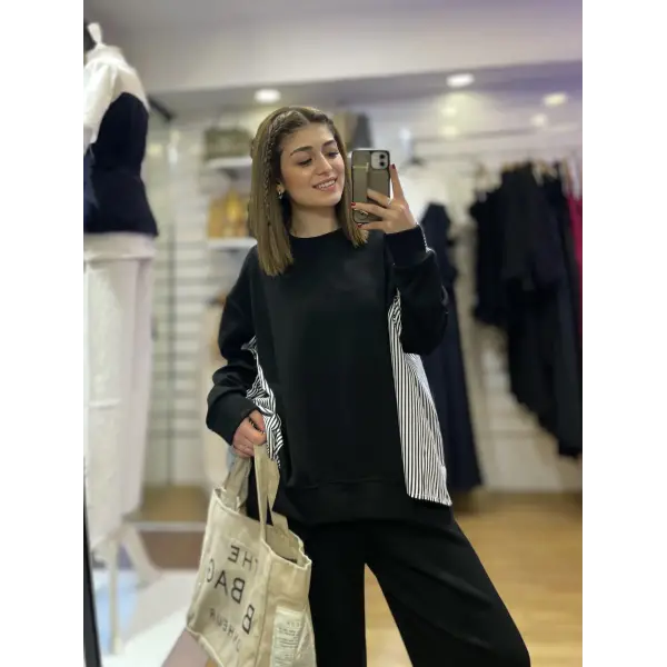 Gömlek detaylı modal kumaş Premium siyah takım