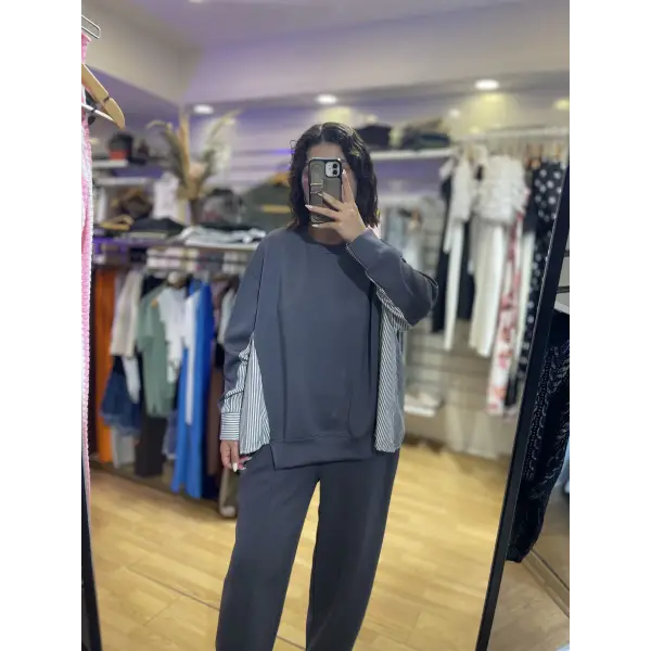 Gömlek detaylı premium modal kumaş takım