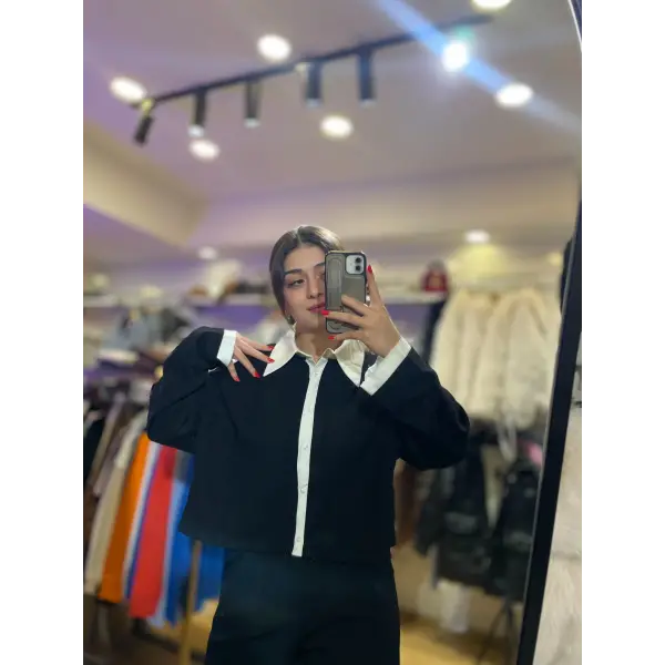 Gömlek detaylı tasarım triko