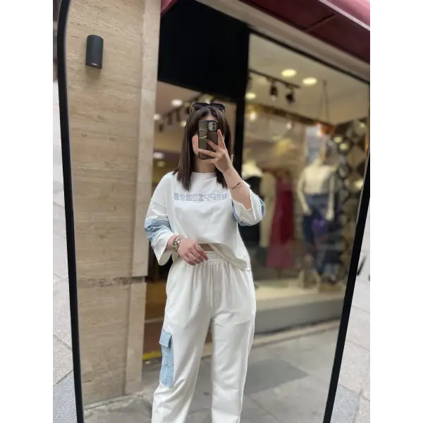 Happines denim detaylı takım