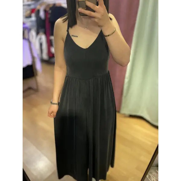 İp askılı modal kumaş füme tulum