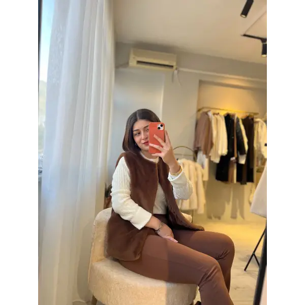 Orj marka astarlı peluş yelek