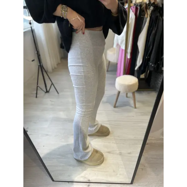 Orj marka yüksek bel toparlayıcı triko gri tayt pantolon