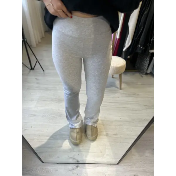 Orj marka yüksek bel toparlayıcı triko gri tayt pantolon