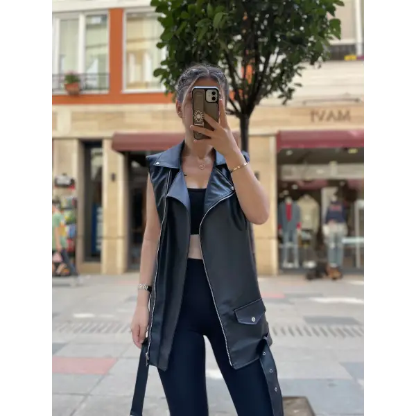 Oversize Deri Yelek