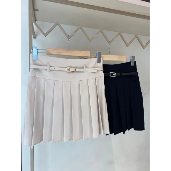 Double kemerli piliseli etek