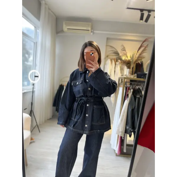 Premium kuşaklı denim takım