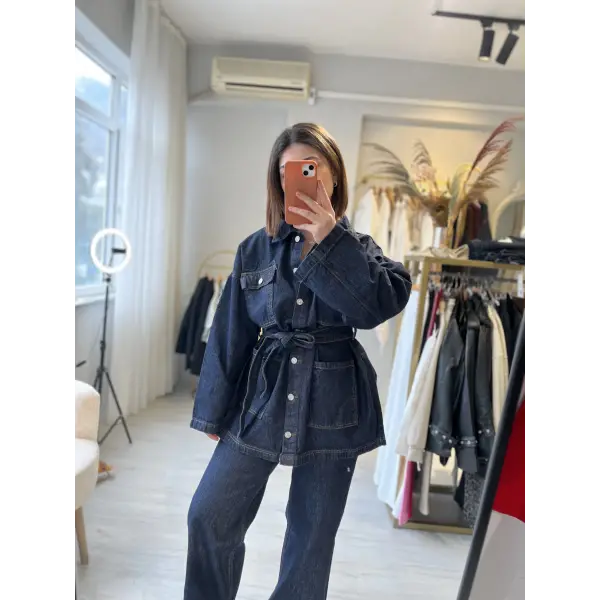 Premium kuşaklı denim takım