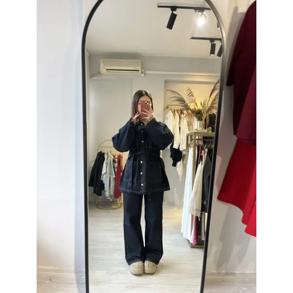 Premium kuşaklı denim takım