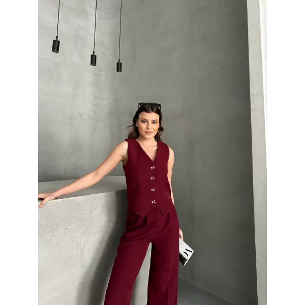 Premium yelekli düğme detaylı takım