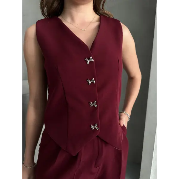 Premium yelekli düğme detaylı takım