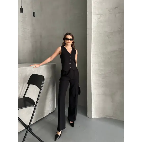 Premium yelekli düğme detaylı takım