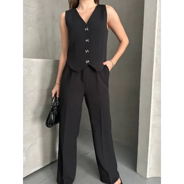 Premium yelekli düğme detaylı takım