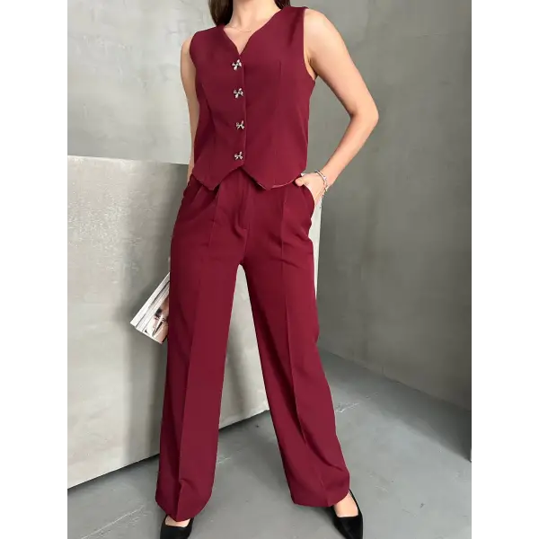 Premium yelekli düğme detaylı takım