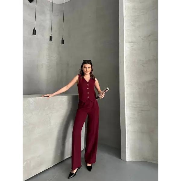 Premium yelekli düğme detaylı takım